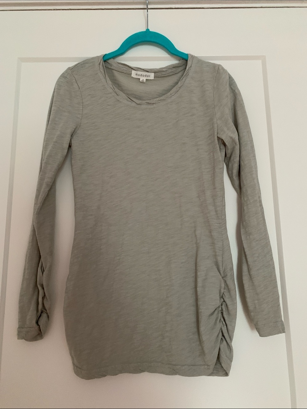 Madewell Lightweight Long Sleeve Ruched Tee - Light Gray